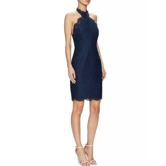 𝅺Keepsake | Navy Sublime Dreams Halter Lace Dress - Picture 2 of 7